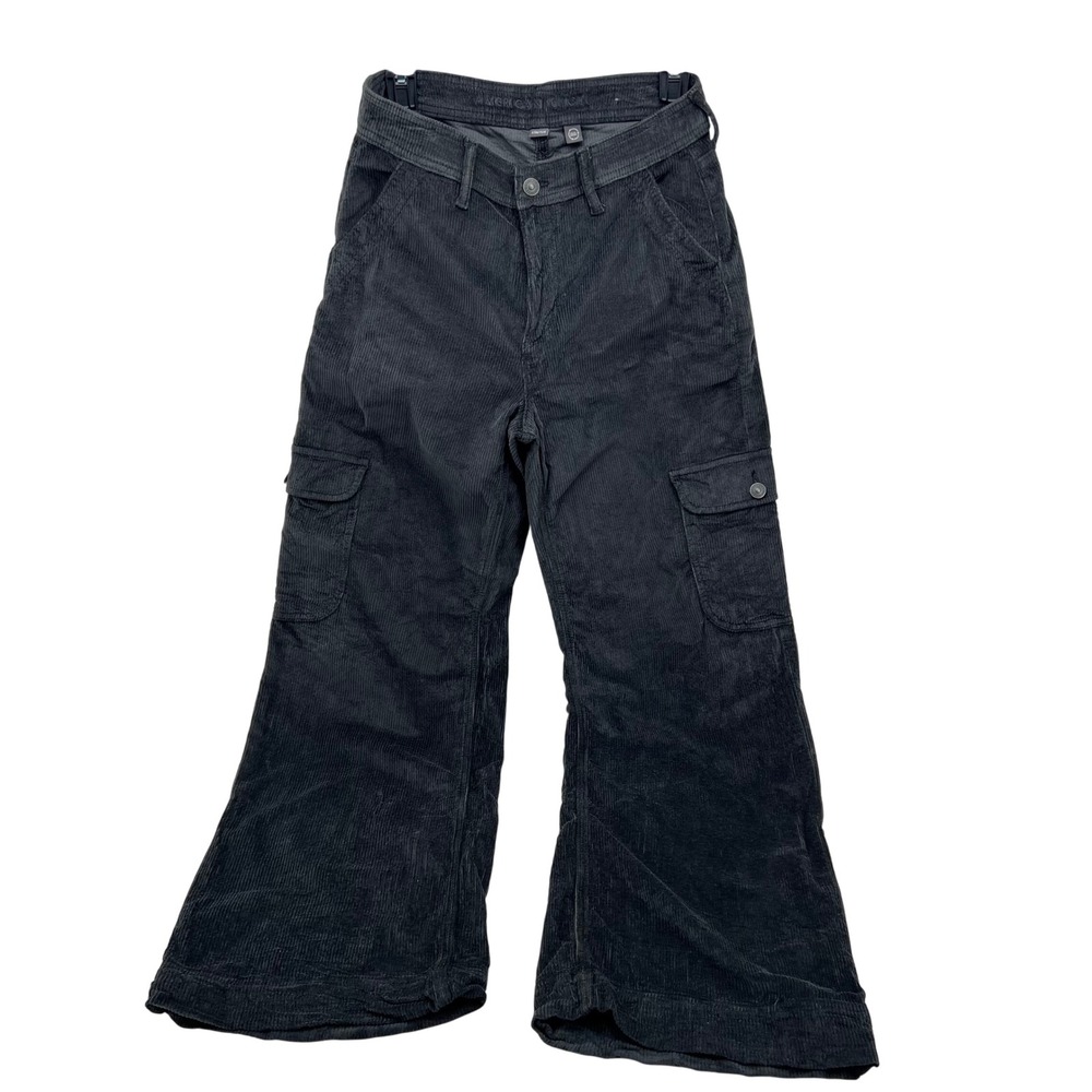 American Eagle Super High Rise Baggy Wide Leg Corduroy Cargo Pants Grey size 4